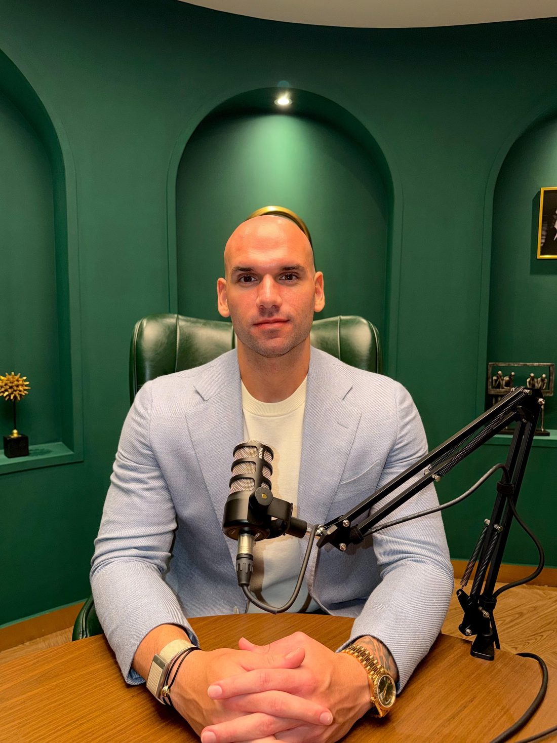 Dylan Mazzei in a podcast studio